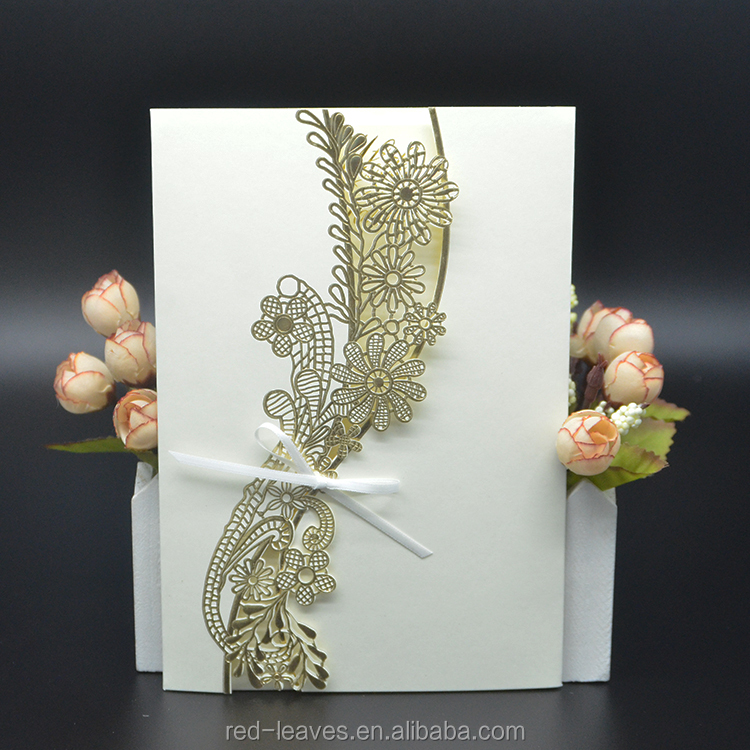 New design luxury embossed wedding invitation cards