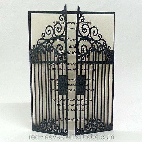 Unique gate shape weddings invitation card with printing texts