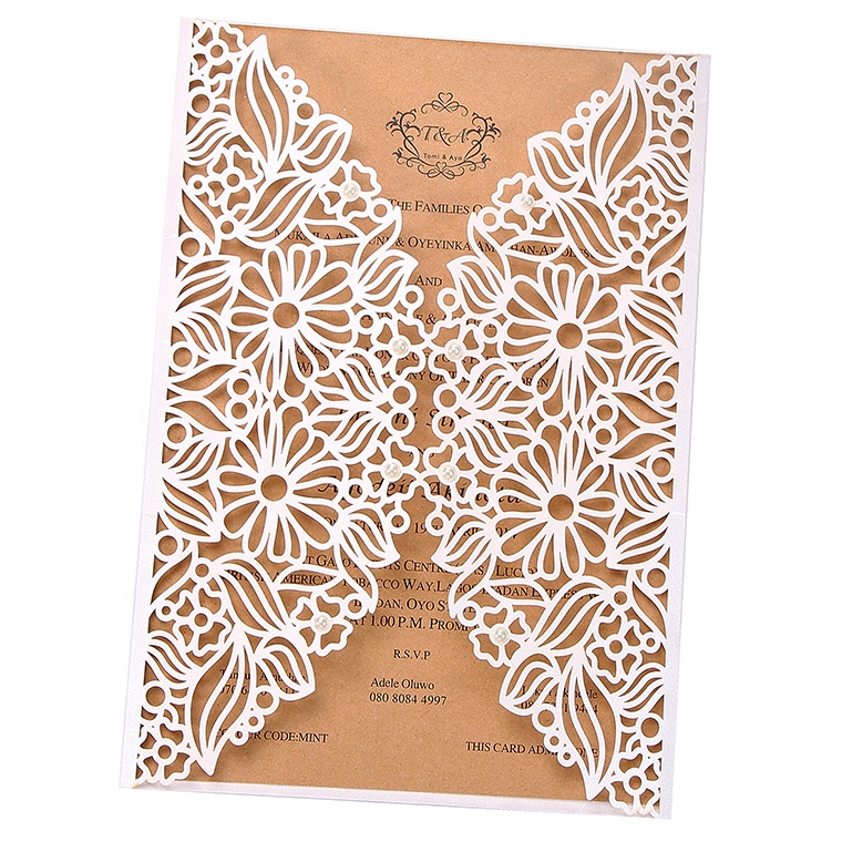 Laser cut elegant card wedding invitations