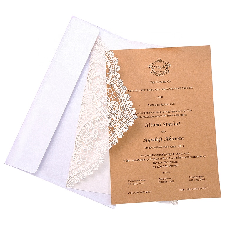 luxurious wedding invitation card with ribbon