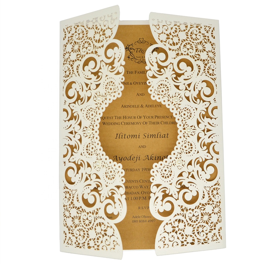 Laser cut luxury wedding card invitation