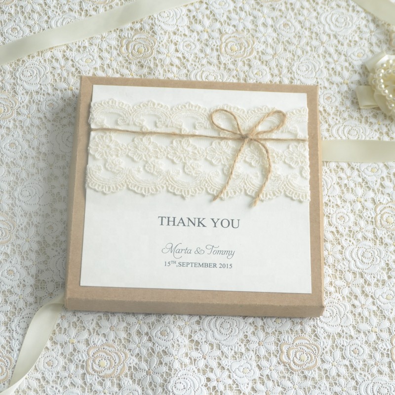 Luxury craft paper wedding invitation card with decorative box