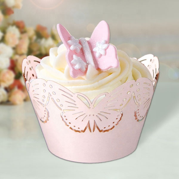 Disposable party supplies laser filigree cupcake wrapper paper cup butterfly of the side cupcake wrapper