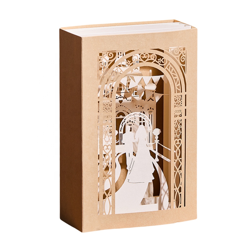 Newest Pop Up cards Laser Cut 3D Pop Greeting cards Handmade Custom Wedding Invitation Cards