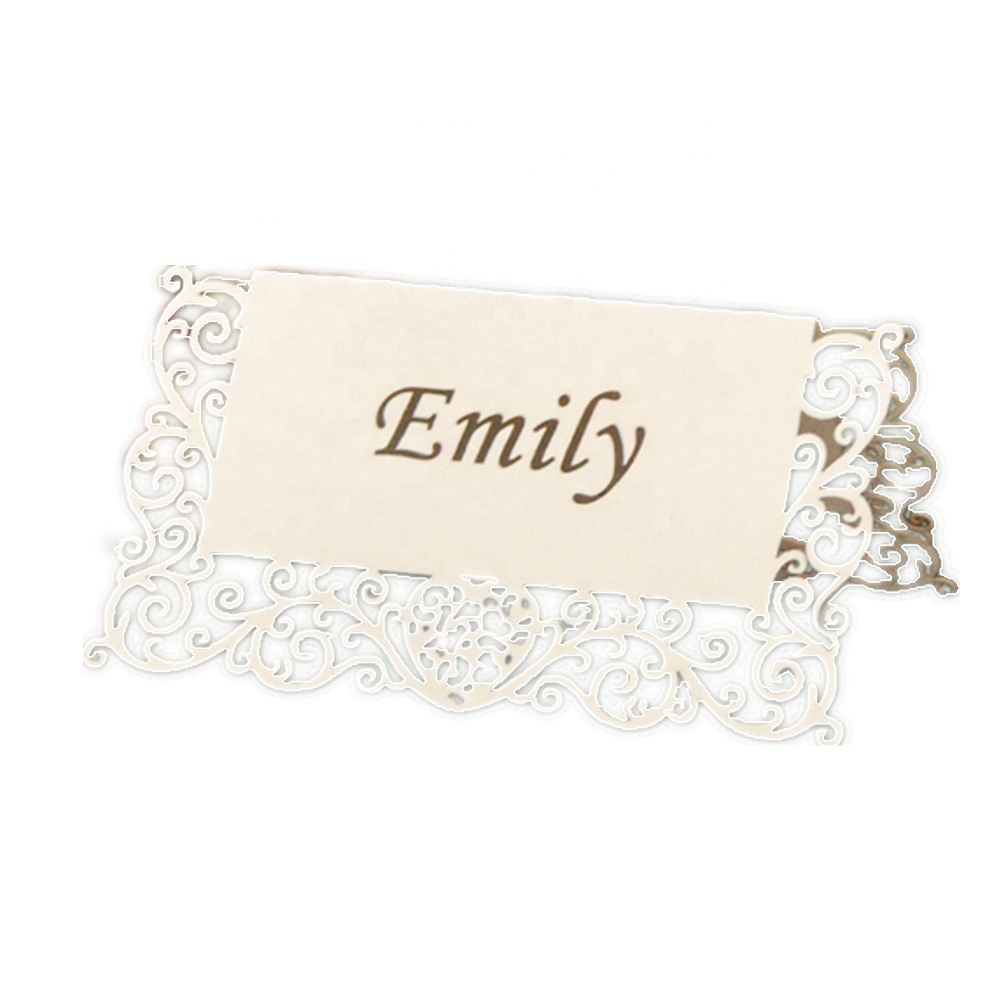 Place Cards Seat Card Pearl White Pearl White Blank Vine&Heart Name Table Card for Wedding Party Reception Decoration Supplies