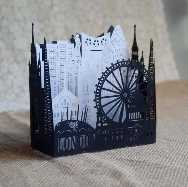 Custom Laser Cut Landmark Architecture Pop Up Card USA City Themed Souvenirs and Gifts,London Greeting Cards, Landmark Gifts