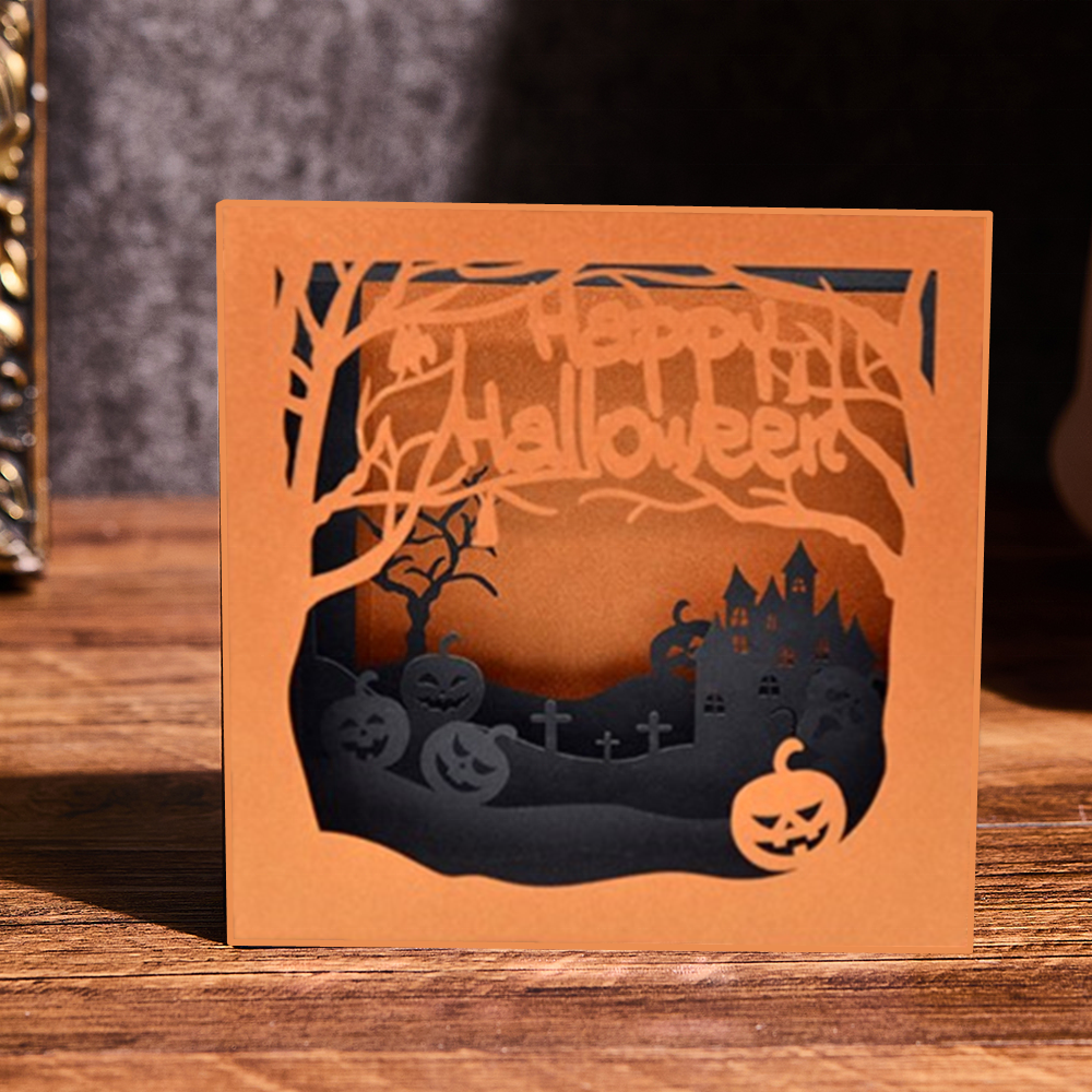 Happy Halloween Haunted House Handmade 3D Pop Up Card Greeting Halloween Pumpkin Card with Envelope