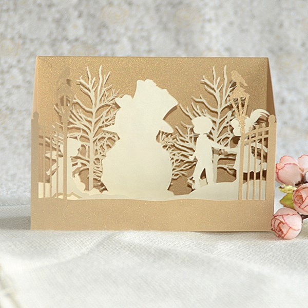 New Laser Cut Snowman Theme Handmade Pop Up Greeting Cards for Christmas, Holidays, New Year, Winter, Birthday All Occasion
