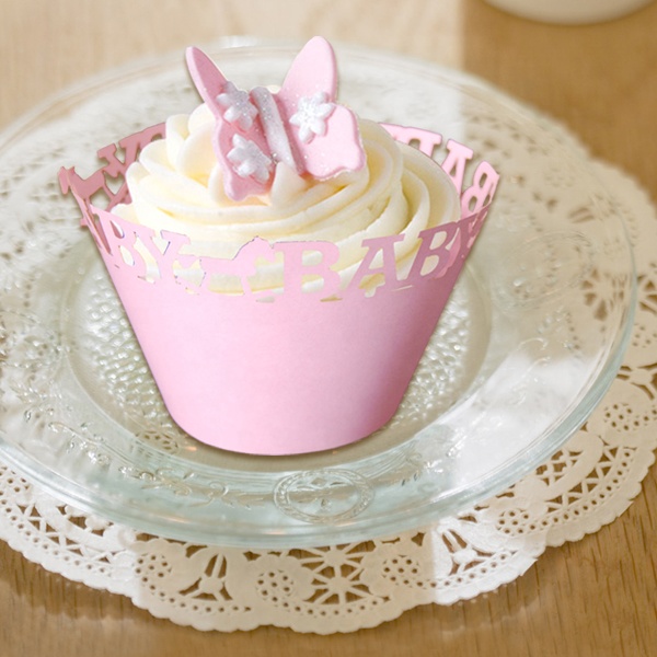 Unique Custom Birthday Cupcake Wrappers Lace Cupcake Liners Laser Cut Artistic Bake Cake Paper Decoration for Birthday Party