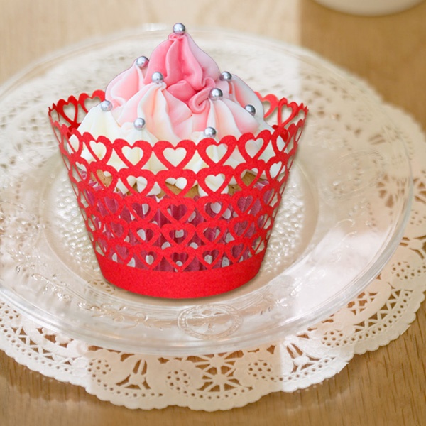 Unique Heart Hollow out Cupcake Wrappers Liners,Party Baking Cups Colorful Love Cupcake Decorate for Party,Baby Shower,Birthday