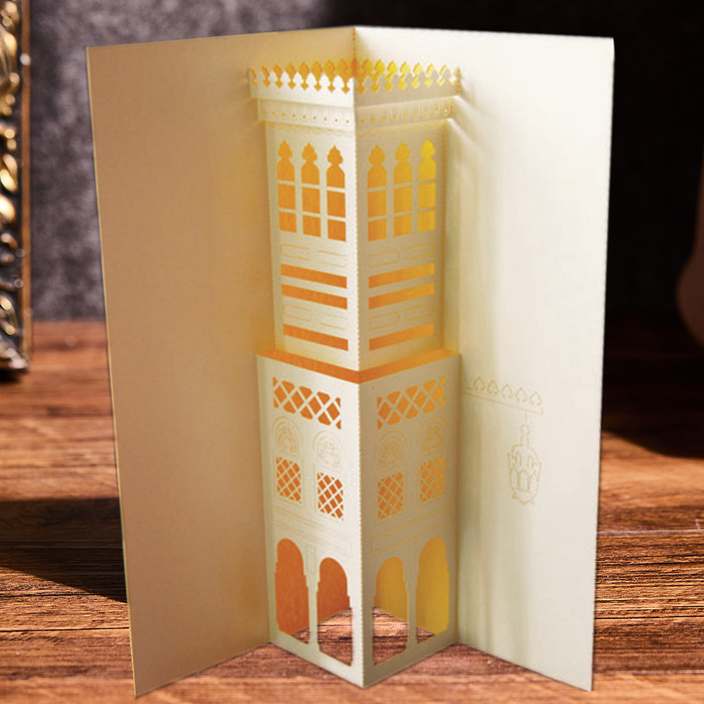 3D Custom Laser City Skyline Design Pop Up Card London,Paris,New York,Rome,Venice, Sydney Moscow,Venice Paper Building Souvenir