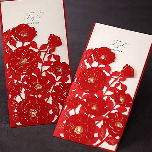 China manufacturer wedding decoration laser cut invitation card