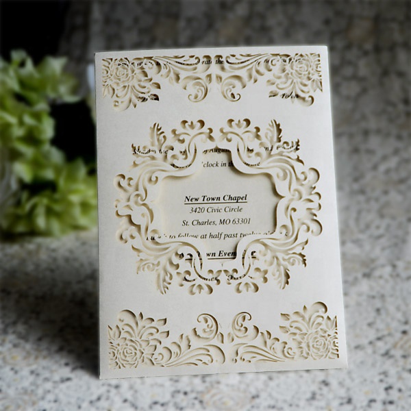 Hollow Laser Cut Wedding Invitations Cards with Envelopes, Printable Paper For Wedding Bridal Shower Engagement Sweet Birthday