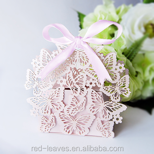 Fashion design laser cut butterfly wedding decoration candy box