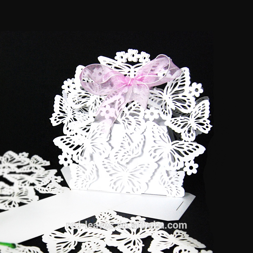 Laser cut butterfly pattern wedding favour candy gift box