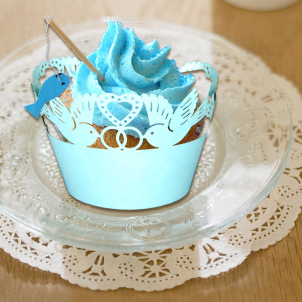 Unique Pigeon Hollow out Cupcake Wrappers Liners, Party Baking Cups Colorful Decor Liners for Party,Baby,Shower,Birthday,Wedding