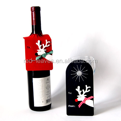 Newest deer design wine bottle neck tags for christmas party wine decoration printed wine bottle neck tag hang tags