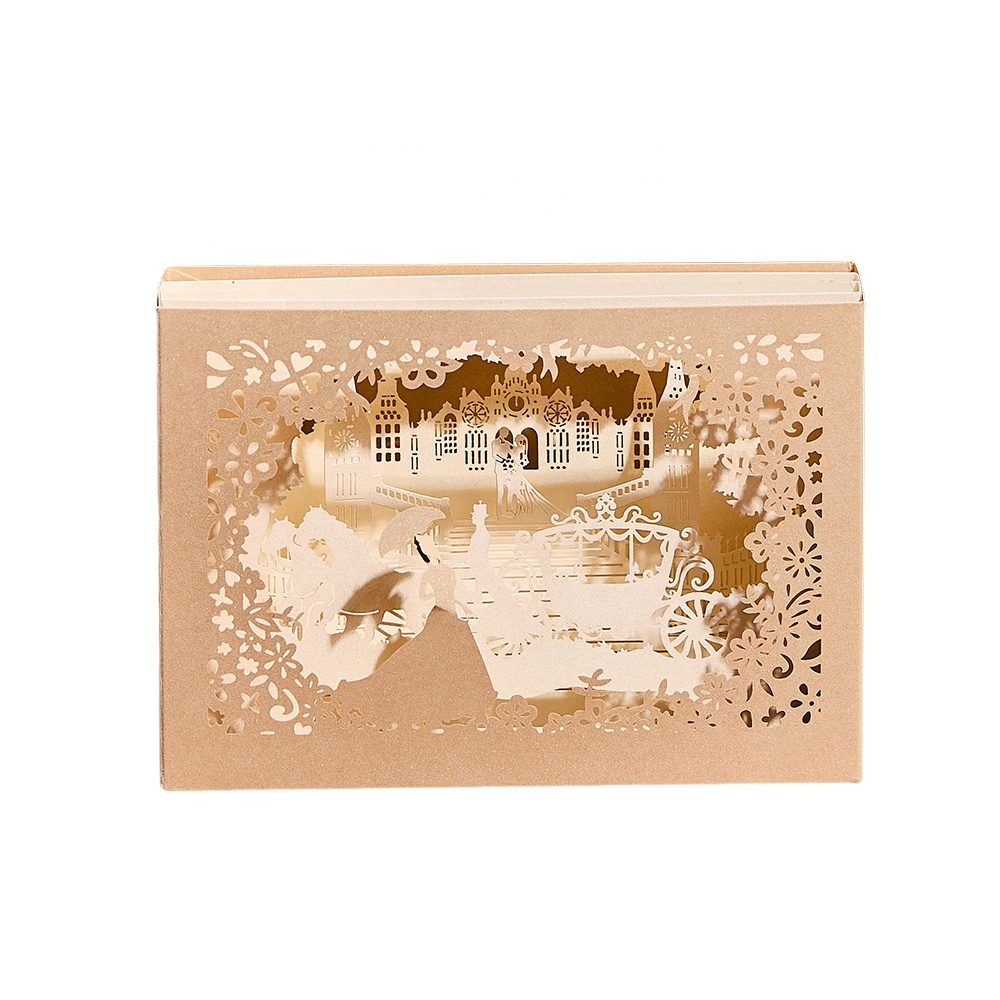 Custom Printed 3D Pop Up Wedding Invitations Premium Creative Pop-up Greeting Cards