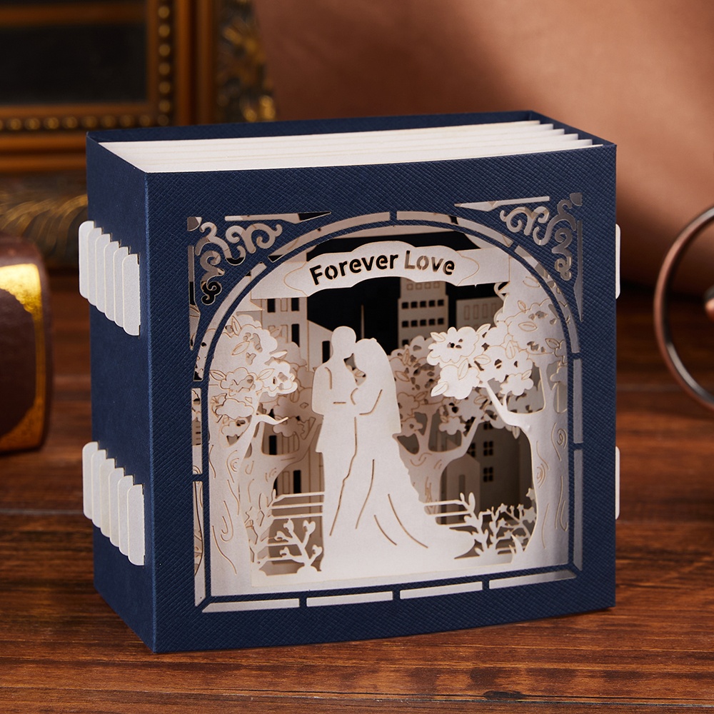 Custom laser cut luxury engagement/anniversary/wedding invitation couple newlyweds bride groom handmade 3D pop up greeting card