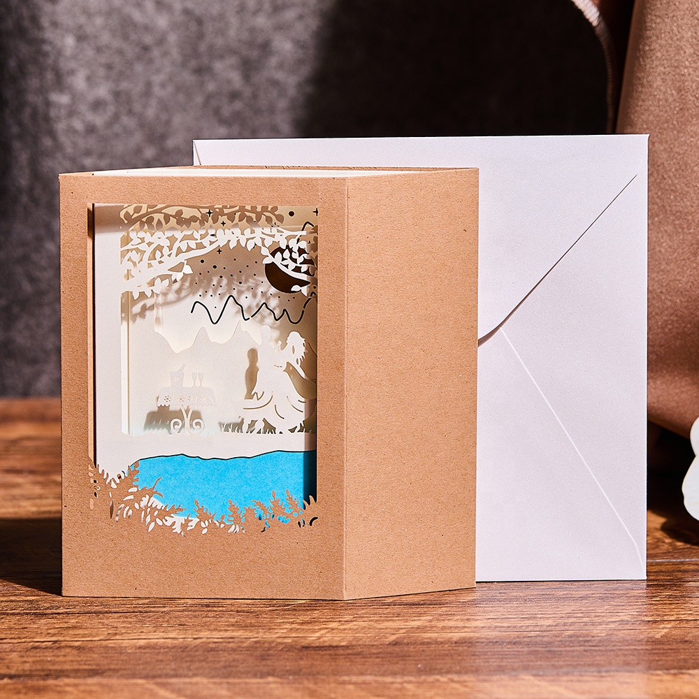 Handmade Laser Cut Anniversary /Wedding/Valentine's day Couple Dancing Figures 3D Pop Up Greeting Card