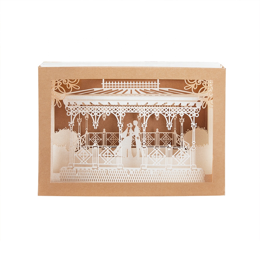 Custom laser wedding pop up greeting card